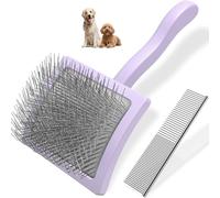 2PCS Slicker Brush for Dogs & Pet Comb,Professional Dog Grooming Brush (Goldendoodles,Poodles,Labradoodles) with Extra Long Pins to Effectively Remove Tangles, Knots and Mats (Large,Light Purple)
