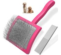 2PCS Slicker Brush for Dogs & Pet Comb,Professional Dog Grooming Brush (Goldendoodles,Poodles,Labradoodles) with Extra Long Pins to Effectively Remove Tangles, Knots and Mats-Pet Supplies(Large,Pink)