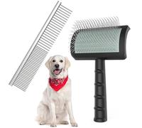 2PCS Slicker Brush for Dogs & Pet Comb, Professional Dog Grooming Brush with Extra Long Pins to Effectively Remove Tangles, Knots and Mats for Cockapoos, Labradoodles, Cavapoos and Golden Doodles