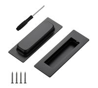 2PCS Sliding Door Handle, 120mm Black Cabinet Pulls Recessed Flush Finger Pull Matte Stainless Steel Cabinet Drawer Knob, Flush Finger Pulls Sliding Door Handles Furniture Handles for Kitchen Cupboard