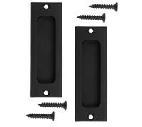 2pcs Sliding Door Handle Stainless Steel Rectangular Recessed Black | Flush Embedded Profile, Comfortable Grip and Easy Installation, with Mounting Screws for Bypass Doors and Patio Use