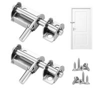 2Pcs Sliding Door Latch Small Gate Latch Bolt Door Lock Mini Bolt Slide Safety with 12 Screws for Garden Wooden Gates Toilet Stainless Steel(Silver)