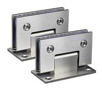 2PCS-Sliver JU+ Glass Door Hinges Shower Room Accessories 90 Degree Glass Door Hinge, for 8-12 mm(0.31-0.47 inch) Stainless Steel Bathroom Clip