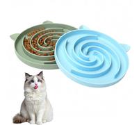 2PCS Slow Feeder Cat Bowl, Silicone Slow Eating Bowls for Cats Kittens, Anti-Slip Feeding Bowls Ideal for Dry Kibble Wet Food Treats in Pet Households(Green and Blue)
