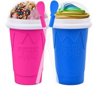 2PCS Slushie Maker Cup-500ml DIY Magic Quick Frozen Smoothies Cups for Homemade Milk Shake Ice Cream Maker, Portable Cooling Cups, Double Layer Squeeze Slushy Maker Cup, Birthday Gifts for Kids Family