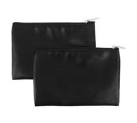 2pcs Small Black PU Leather Makeup Bag with Smooth Zip Compact Storage | Matte Scratch Resistant Finish, Secure Compartment, Fits Handbags, Helps Avoid Stains, Suitable for Office Commuting