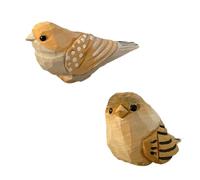 2PCS Small Carved Wooden Birds, Handmade Bird Statue Carved Rustic Animal Bird Sculpture Miniature Art Carve Small Animal for Home Decor.
