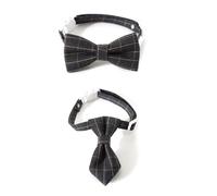 2PCS Small Cats Costume Christmas Pet Collar Breakaway Collar Dog Holiday Neckwear Festival Plaids Bowtie Collar Kitten Bowtie Collar For Party