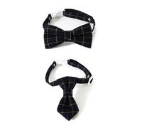 2PCS Small Cats Costume Christmas Pet Collar Breakaway Dog Holiday Neckwear Festival Plaids Bowtie Kitten Bowtie Collar For Party