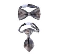 2PCS Small Cats Costume Christmas Pet Collar Breakaway Dog Holiday Neckwear Festival Plaids Bowtie Kitten Bowtie Collar For Party