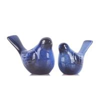 2pcs Small Ceramic Bird Statue and Sculpture for Home Decor Accents,Modern Animal Ornaments for Living Room,Bedroom,Bookshelf,Cabinets,Coffee Table Centerpiece,Cute Knick Knacks for Shelves (Blue)