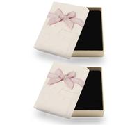 2Pcs Small Gift Boxes, 9x7x3cm Jewellery Box With Lid for Ring, Earrings, Bracelet, Necklace - Small Paper Boxes for Present (White)