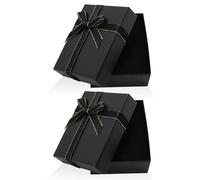 2Pcs Small Gift Boxes, 9x7x3cm Jewellery Gift Box with Lid Ring Earrings Necklace Bracelet Gift Boxes Small Paper Boxes for Gift Present (Black, Black Bowknot)