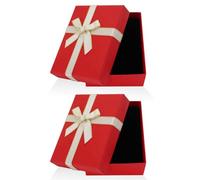 2Pcs Small Gift Boxes, 9x7x3cm Jewellery Gift Box with Lid Ring Earrings Necklace Bracelet Gift Boxes Small Paper Boxes for Gift Present (Red, White Bowknot)