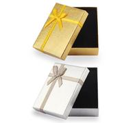 2Pcs Small Gift Boxes, 9x7x3cm Jewellery Gift Box with Lid Ring Earrings Necklace Bracelet Gift Boxes Small Paper Boxes for Gift Present (Gold, Silver)