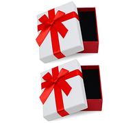 2Pcs Small Gift Boxes, 9x7x3cm Jewellery Gift Box with Lid Ring Earrings Necklace Bracelet Gift Boxes Small Paper Boxes for Gift Present (Red)