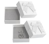 2Pcs Small Gift Boxes for Jewellery, Rings Earrings Necklace Bracelet Gift Box with Lid, Bow-knot Jewellery Gift Boxes, Present Gift Box for Anniversaries Weddings Birthdays Christmas (7x7x3.5cm-Grey)