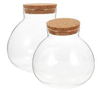 2pcs Small Glass Greenhouse Moss Landscape Container for Home Decor | Spherical Glass with Cork Lid, Smooth Surface, Easy Cleaning, Creative Modern Style for Moss Micro-landscape Plants