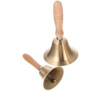 2pcs Small Handle Bell Decorative Wood and Metal for School Use