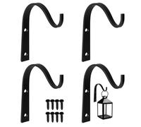 4 PCS Small Hanging Basket Brackets Outdoor Wrought Iron Wall Hanging Hooks Wall Hanging Bracket Plant Hooks Hanging Plant Hook Plant Brackets for Hanging Baskets Bird Feeders Wind Chime Lanterns