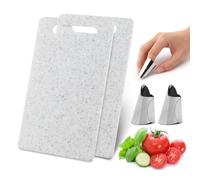 2Pcs Small Kitchen Cutting Board with Finger Guards Set Mini Plastic Cutting Board Set Dishwasher Safe for Camping Food Fruits Prep Vegetables Easy Grip (White, 6" x 10")
