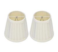 2Pcs Small Lamp Shade, Clip on Pleated Fabric Barrel Lampshade for Chandelier & Table Lamp, 3.6 Inch Top X 5.6 Inch Bottom X 5.1 Inch Height(Beige)