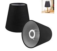 2pcs Small Lamp Shade Linen Fabric Clip On Bulb Lampshade Barrel Cloth Lamp Cover Replacement Black Linen Lampshade for Bedroom, Bedside Table Lamp, Wall Lamp