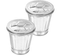 2pcs Small Metal Dustbin with Lid, Desktop Galvanized Iron Trash Can | Silver Retro Simple Style, Desk Crumbs and Stationery Holder for Office, Dorm, Vanity