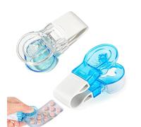 2pcs Small Mini Portable Pill Taker Remover, Pill Cutter for Small Pills, No Touch Tablet Opener Assistance, for The Elderly and People Who Need to Use(Blue)