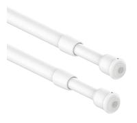 2Pcs Small Net Curtain Rods Extendable, Tension Rod Wardrobe, Curtain Rods White for Cupboard, Windows, Bookshelf (30-50CM/11.81-19.69 Inch,White,Diameter: 10mm/7.8mm)