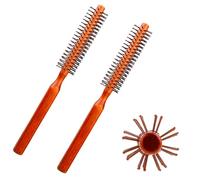 2PCS Small Nylon Bristles Round Brush with Wooden Handle for Men and Women, Blow Drying Hair Brush for Wet Hair Bangs Beard Styling Lifting Curling