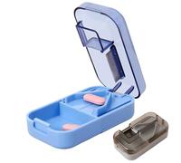 2PCS Small Pill Tablet Cutter, Portable Pill Splitter for Precise Cutting, 2-Piece Set with Storage Compartment, Ideal for Elderly, Children, Pets, and Travel (Grey and Blue)