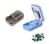2Pcs Small Pill Tablet Cutter, Tablet Cutter, Adjustable Pill Cutter, Portable Pill Splitter, Pill Cutter with 2 Small Pill Box, Multiple Pill Cutters, for Large Pills Transparent