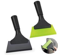2Pcs Small Squeegee with 5 Inch Green Rubber Window Tint Tool - Soft Silicone Glass Cleaner for Windows, Mirrors, Bathroom Door, Car Windshield (Green, Black)