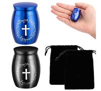 2pcs Small Urns for Human Ashes Keepsake, Mini/Little/Miniature Cremation Urn for Human Ashes Keepsake Stainless Steel, Family Memorial Ash Holder for Loss of Loved One