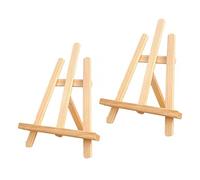 2Pcs Small Wooden Triangle Easels, 27CM Tabletop Adjustable Artist Painting Easel Wooden Display Stand for Painting, Card, Calendar, Drawing, Weddings, Craft Photos (21 x 27cm)