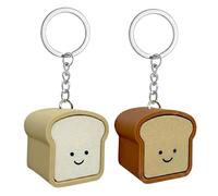 2Pcs Smile Toast Keyboard Clicker Keychain, Cute Bread Clicker Fidget Toy for Stress Relief, Funny Keychain for Backpacks & Handbags, Portable Fidget Keyring for Commuting, Work and Travel