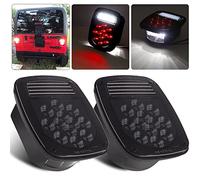2Pcs Smoked Universal Rear Square Combination 39 LED Signal Tail Lights w/License Plate and Backup Reverse Lights Flatbed Trucks Brake Stop Turn Tail Light for Wrangler CJ TJ YJ Tail Lights Assembly