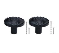 2PCS Smooth Contour Retro Cabinet Handles Zinc Alloy Drawer Knobs with Screws for Dressing Tables Wardrobes Closets and Desk Drawers (Black)