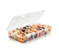 2PCS Snack Box With Compartments, Clear Multi Travel Snack Box, Snackle Boxes Trays with 18 Removable Grids Compartments for Snacks Chocolates Candies Nuts (2, Transparent, 20.1 * 14.8 * 2.8cm)