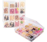 2pcs Snackle Box With 20 Removable Grids and 16 Compartments - Plastic Organiser Container for Snacks, Crafts, Jewelry, Beads, and Small Parts - Storage Box With Lids