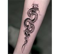 2pcs Snake Dark Series Herbal Temporary Tattoo Stickers For Men And Women, Semi-permanent Non-reflective, Waterproof, Lasting 2 Weeks, Fake Tattoos