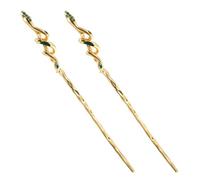 2pcs Snake Shaped Hair Sticks Golden Rhinestone Vintage Hair Pins | Zinc Alloy with Sparkling Stones, Smooth Edges, for Weddings, Bridal Updos, Girls and Bridesmaids