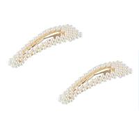 2pcs Snap Pearl Large Hair Clips Pins Barrette Ties Hair for Bridesmaid Girls Women Childrens Gifts Party Wedding Daily Styling - 3.3"