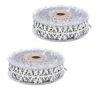 2pcs Snowflake Decorative Ribbon 10m Polyester Silver Christmas Trim