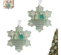 2Pcs Snowflake-Shaped Sea Glass Friendship Decor - 2D Flat Acrylic Christmas Tree Hanging Ornaments, Anniversarys Graduation Gift, Eternal Friendship Snowflake Keepsake, Home Decor For Best Friends