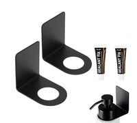 2Pcs Soap Bottle Dispenser Holder, Wall Mounted Matte Black Soap Pump Bottle Holder Stainless Steel Soap Dispenser Bracket Hanging Rack
