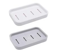 2PCS Soap Dish With Drain Soap Container Holder Easy Cleaning Saver Dry Tray For Shower Bathroom Kitchen Non Slip Rack