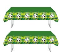 2Pcs Soccer Party Tablecloths,130*220cm Green Football Party Table Cloth Soccer Table Cover,Football Table Decorations Plastic Tablecloth for Kids Boys Birthday World Cup Football Party Decorations
