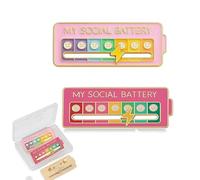 2Pcs Social Battery Slider Pin,Funny Interactive Brooch Enamel Pins for 7 Days, Cute Mood Pins for Backpacks Clothing Hat Bags Scarves, One size, Iron, 0
